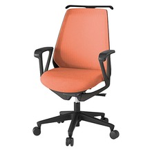 ノナチェア 固定肘 ハンガー付 ナイロン双輪キャスター [ ベース:ブラック / 張地:パーシモンオレンジ ] KZ-336JEH1T1D4