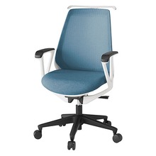 ノナチェア 固定肘 ハンガー付 ナイロン双輪キャスター [ ベース:ホワイト / 張地:ダックブルー ] KZ-336JEH1W9B4