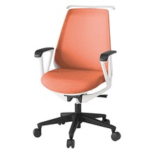 ノナチェア 固定肘 ハンガー付 ナイロン双輪キャスター [ ベース:ホワイト / 張地:パーシモンオレンジ ] KZ-336JEH1W9D4