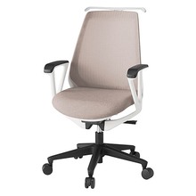 ノナチェア 固定肘 ハンガー付 ナイロン双輪キャスター [ ベース:ホワイト / 張地:グレイッシュブラウン ] KZ-336JEH1W9F6