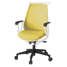 ノナチェア 固定肘 ハンガー付 ナイロン双輪キャスター [ ベース:ホワイト / 張地:カナリアイエロー ] KZ-336JEH1W9U6