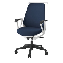 ノナチェア KZ336PVHM1W9B2 固定肘・ハンガー付/ベースカラーW9  ［PV/抗ウイルス加工布地：B2/ネイビーブルー］ 抵抗付ウレタン双輪キャスター