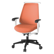 ノナチェア 可動肘 ハンガー付 ナイロン双輪キャスター [ ベース:ホワイト / 張地:パーシモンオレンジ ] KZ-337JEH1W9D4