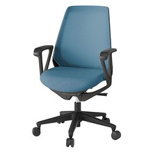 ノナチェア 固定肘 抵抗付ウレタン双輪キャスター [ ベース:ブラック / 張地:ダックブルー ] KZ336JEM1T1B4