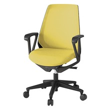 ノナチェア 固定肘 抵抗付ウレタン双輪キャスター [ ベース:ブラック / 張地:カナリアイエロー ] KZ336JEM1T1U6