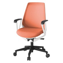 ノナチェア 固定肘 抵抗付ウレタン双輪キャスター [ ベース:ホワイト / 張地:パーシモンオレンジ ] KZ336JEM1W9D4