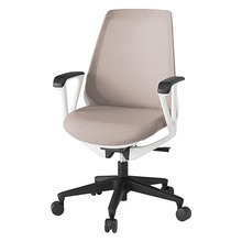 ノナチェア 固定肘 抵抗付ウレタン双輪キャスター [ ベース:ホワイト / 張地:グレイッシュブラウン ] KZ336JEM1W9F6