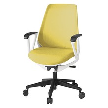 ノナチェア 固定肘 抵抗付ウレタン双輪キャスター [ ベース:ホワイト / 張地:カナリアイエロー ] KZ336JEM1W9U6