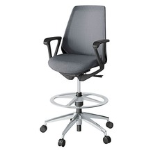 ノナチェア ハイポジションタイプ  固定肘 アルミ脚 [ ベース:ブラック / 張地:ダークグレーT ] KZ336JEP2ZTT3