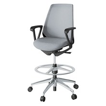 ノナチェア ハイポジションタイプ  固定肘 アルミ脚 [ ベース:ブラック / 張地:ホワイトグレーT ] KZ336JEP2ZTT7