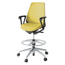 ノナチェア ハイポジションタイプ  固定肘 アルミ脚 [ ベース:ブラック / 張地:カナリアイエロー ] KZ336JEP2ZTU6