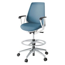 ノナチェア ハイポジションタイプ  固定肘 アルミ脚 [ ベース:ホワイト / 張地:ダックブルー ] KZ336JEP2ZWB4