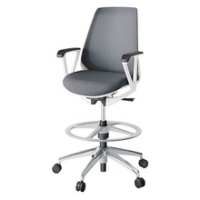 ノナチェア ハイポジションタイプ  固定肘 アルミ脚 [ ベース:ホワイト / 張地:ダークグレーT ] KZ336JEP2ZWT3