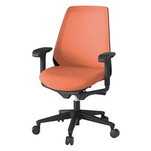 ノナチェア 可動肘 抵抗付ウレタン双輪キャスター [ ベース:ブラック / 張地:パーシモンオレンジ ] KZ337JEM1T1D4