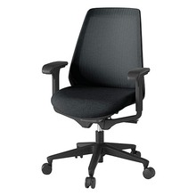 ノナチェア 可動肘 抵抗付ウレタン双輪キャスター [ ベース:ブラック / 張地:ブラックT ] KZ337JEM1T1T1