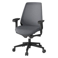 ノナチェア 可動肘 抵抗付ウレタン双輪キャスター [ ベース:ブラック / 張地:ダークグレーT ] KZ337JEM1T1T3