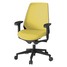 ノナチェア 可動肘 抵抗付ウレタン双輪キャスター [ ベース:ブラック / 張地:カナリアイエロー ] KZ337JEM1T1U6