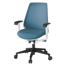 ノナチェア 可動肘 抵抗付ウレタン双輪キャスター [ ベース:ホワイト / 張地:ダックブルー ] KZ337JEM1W9B4