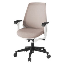 ノナチェア 可動肘 抵抗付ウレタン双輪キャスター [ ベース:ホワイト / 張地:グレイッシュブラウン ] KZ337JEM1W9F6