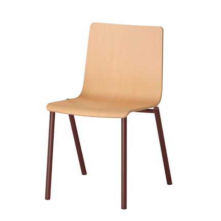 HAKUSAN NHS-100-M301 アームレスチェア [ Frame: M3 / Satin Bordeaux Seat: 01 / Clear ]