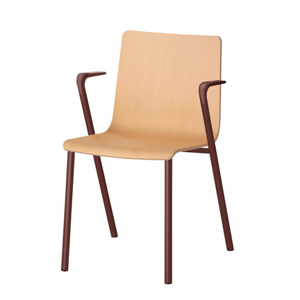HAKUSAN NHS-105-M301 アームチェア [ Frame: M3 / Satin Bordeaux Seat: 01 / Clear ]