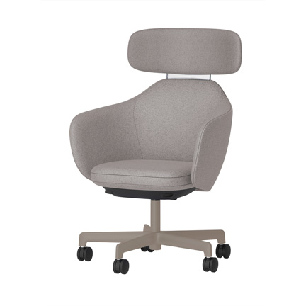 BIWA NST1KE-F524 high-type ( ハイタイプ ) 5本昇降脚 KE / Fabric ( Knolll - Hourglass ) ナイロン双輪キャスター [ Leg: F5/ Satin Soft taupe | Backlest&Seat : 24 / Misty ]