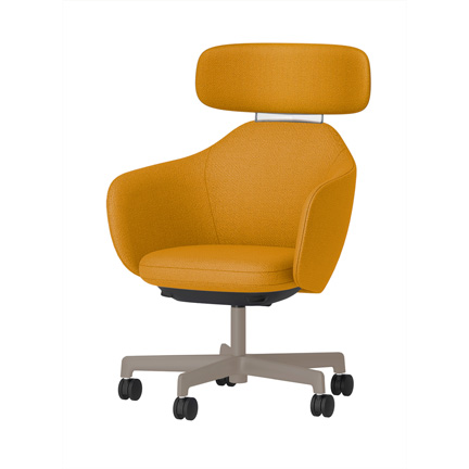 BIWA NST1TS-F547 high-type ( ハイタイプ ) 5本昇降脚 TS / Fabric ( Kvadrat - Saxiion ) ナイロン双輪キャスター [ Leg: F5/ Satin Soft taupe | Backlest&Seat : 447 ]