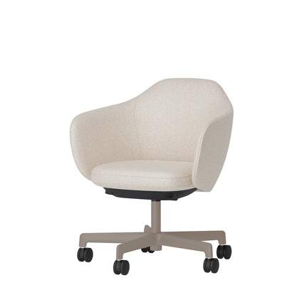 BIWA NST1KFM-Z920 low-type  (ロータイプ ) 5本昇降脚 CM / Fabric ( Sable ) ナイロン双輪キャスター [ Leg: F5/ Satin Soft taupe | Seat : H8 / Milky white ]