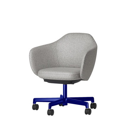 BIWA NST2CM-GV3H8 low-type  (ロータイプ ) 5本昇降脚 CM / Fabric ( Sable ) ナイロン双輪キャスター [ Leg: GV3/ Gloss Ultramarine | Seat : C5 / Grey C ]
