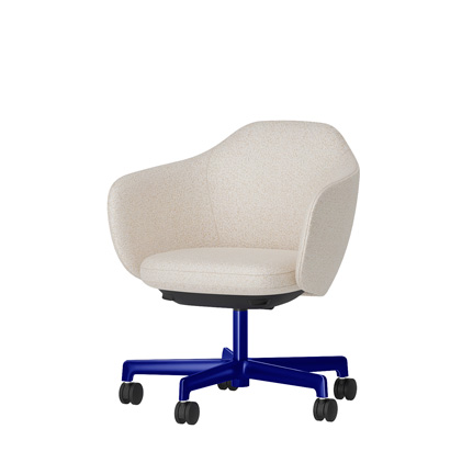 BIWA NST2CMM-W2W2 low-type  (ロータイプ ) 5本昇降脚 CM / Fabric ( Sable ) ナイロン双輪キャスター [ Leg: GV3/ Gloss Ultramarine | Seat : H8 / Milky white ]