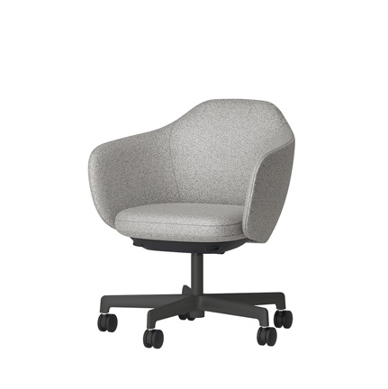 BIWA NST2CM-W2H8 low-type  (ロータイプ ) 5本昇降脚 CM / Fabric ( Sable ) ナイロン双輪キャスター [ Leg: W2/ Satin Off blacjk W | Seat : C5 / Grey C ]