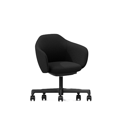 BIWA NST2CM-W2C5 low-type  (ロータイプ ) 5本昇降脚 CM / Fabric ( Sable ) ナイロン双輪キャスター [ Leg: W2/ Satin Off blacjk W | Seat : W2 / Off black W ]
