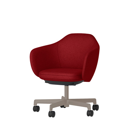 BIWA NST2CMM-Z9W2 low-type  (ロータイプ ) 5本昇降脚 KE / Fabric ( Knolll - Hourglass ) ナイロン双輪キャスター [ Leg: F5/ Satin Soft taupe | Seat : 10 / Flame ]