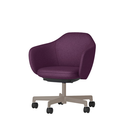 BIWA NST2KE-F510 low-type  (ロータイプ ) 5本昇降脚 KE / Fabric ( Knolll - Hourglass ) ナイロン双輪キャスター [ Leg: F5/ Satin Soft taupe | Seat : 12 / Jelly ]