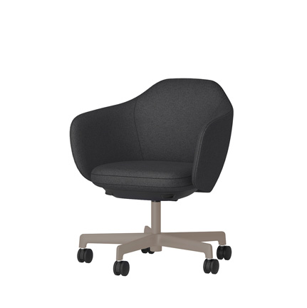 BIWA NST2KE-F528 low-type  (ロータイプ ) 5本昇降脚 KE / Fabric ( Knolll - Hourglass ) ナイロン双輪キャスター [ Leg: F5/ Satin Soft taupe | Seat : 27 / Alley ]