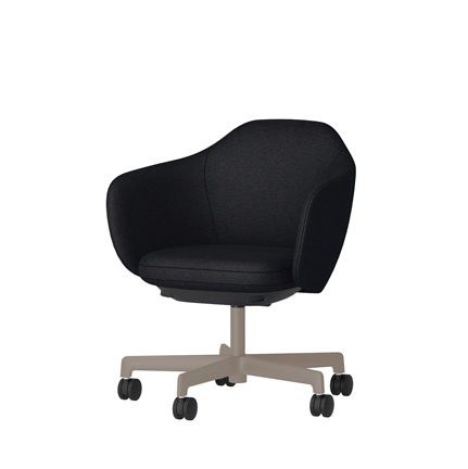 BIWA NST2KE-F503 low-type  (ロータイプ ) 5本昇降脚 KE / Fabric ( Knolll - Hourglass ) ナイロン双輪キャスター [ Leg: F5/ Satin Soft taupe | Seat : 28 / Caviar ]