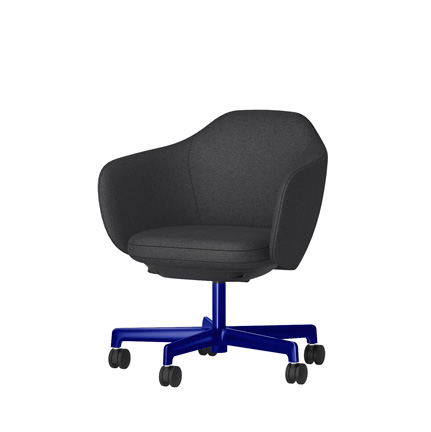 BIWA NST2KE-GV328 low-type  (ロータイプ ) 5本昇降脚 KE / Fabric ( Knolll - Hourglass ) ナイロン双輪キャスター [ Leg: GV3/ Gloss Ultramarine | Seat : 27 / Alley ]