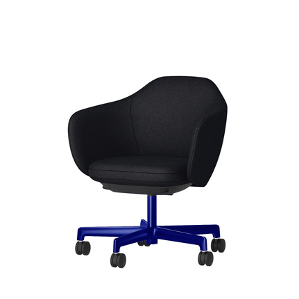 BIWA NST2KE-GV303 low-type  (ロータイプ ) 5本昇降脚 KE / Fabric ( Knolll - Hourglass ) ナイロン双輪キャスター [ Leg: GV3/ Gloss Ultramarine | Seat : 28 / Caviar ]