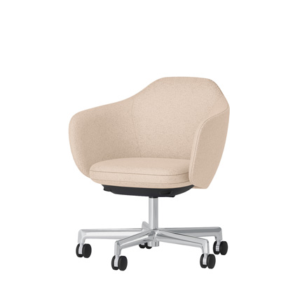 BIWA NST2KE-Z924 low-type  (ロータイプ ) 5本昇降脚 KE / Fabric ( Knolll - Hourglass ) ナイロン双輪キャスター [ Leg: Z9/ Aliminium Mirror | Seat : 03 / Sandbar ]