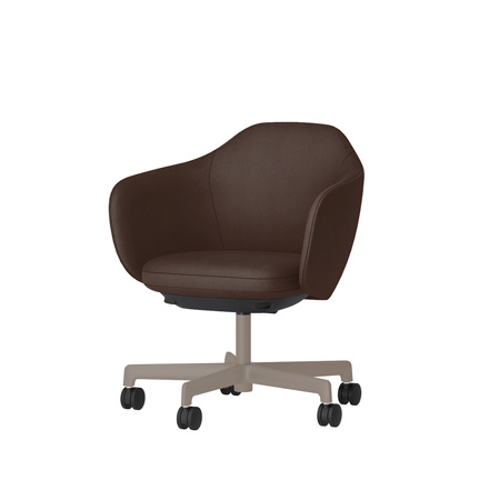 BIWA NST2KF-F518 low-type  (ロータイプ ) 5本昇降脚 KF / Synthetic Leather ( Knoll - Prairie ) ナイロン双輪キャスター [ Leg: F5/ Satin Soft taupe | Seat : 15 / Caribou ]