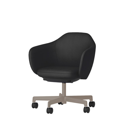 BIWA NST2TSM-Z977 low-type  (ロータイプ ) 5本昇降脚 KF / Synthetic Leather ( Knoll - Prairie ) ナイロン双輪キャスター [ Leg: F5/ Satin Soft taupe | Seat : 18 / Bison ]
