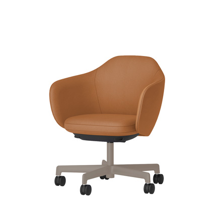 BIWA NST2KF-F515 low-type  (ロータイプ ) 5本昇降脚 KF / Synthetic Leather ( Knoll - Prairie ) ナイロン双輪キャスター [ Leg: F5/ Satin Soft taupe | Seat : 27 / Alley ]