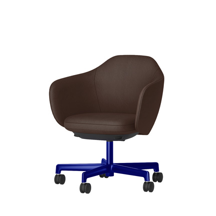BIWA NST2KF-GV318 low-type  (ロータイプ ) 5本昇降脚 KF / Synthetic Leather ( Knoll - Prairie ) ナイロン双輪キャスター [ Leg: GV3/ Gloss Ultramarine | Seat : 15 / Caribou ]
