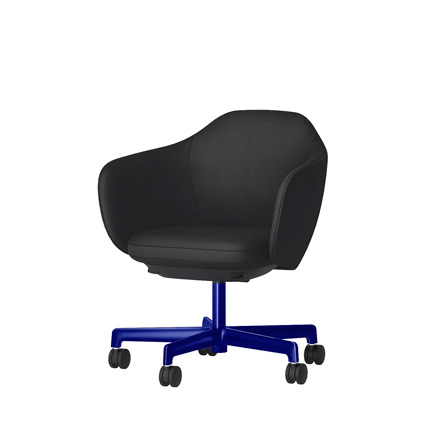 BIWA NST2KFM-W220 low-type  (ロータイプ ) 5本昇降脚 KF / Synthetic Leather ( Knoll - Prairie ) ナイロン双輪キャスター [ Leg: GV3/ Gloss Ultramarine | Seat : 18 / Bison ]
