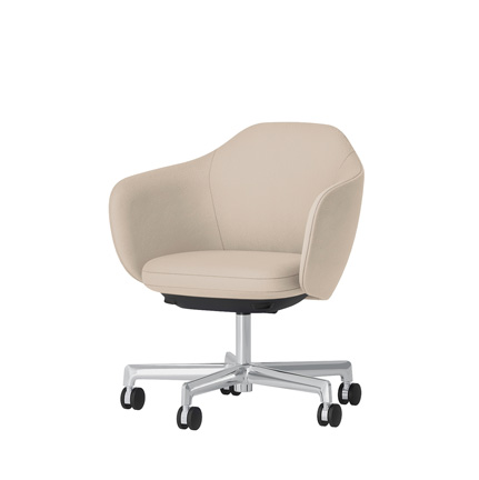 BIWA NST2KF-Z927 low-type  (ロータイプ ) 5本昇降脚 KF / Synthetic Leather ( Knoll - Prairie ) ナイロン双輪キャスター [ Leg: Z9/ Aliminium Mirror | Seat : 20 / Stone ]