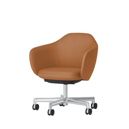 BIWA NST2KF-Z915 low-type  (ロータイプ ) 5本昇降脚 KF / Synthetic Leather ( Knoll - Prairie ) ナイロン双輪キャスター [ Leg: Z9/ Aliminium Mirror | Seat : 27 / Alley ]