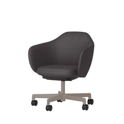 BIWA NST2CMM-F5W2 low-type  (ロータイプ ) 5本昇降脚 TS / Fabric ( Kvadrat - Saxiion ) ナイロン双輪キャスター [ Leg: F5/ Satin Soft taupe | Seat : 177 ]