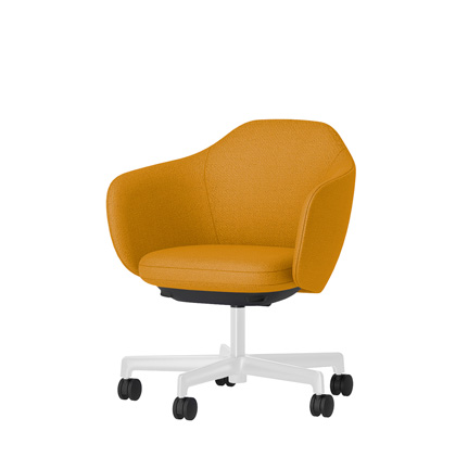 BIWA NST2KEM-W210 low-type  (ロータイプ ) 5本昇降脚 TS / Fabric ( Kvadrat - Saxiion ) ナイロン双輪キャスター [ Leg: GT9/ Gloss White T | Seat : 447 ]