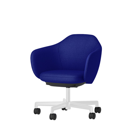 BIWA NST2KE-W228 low-type  (ロータイプ ) 5本昇降脚 TS / Fabric ( Kvadrat - Saxiion ) ナイロン双輪キャスター [ Leg: GT9/ Gloss White T | Seat : 757 ]
