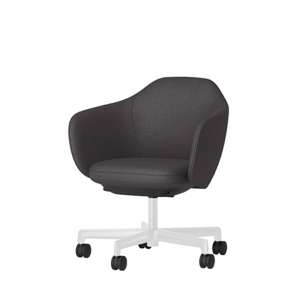 BIWA NST2KEM-W203 low-type  (ロータイプ ) 5本昇降脚 TS / Fabric ( Kvadrat - Saxiion ) ナイロン双輪キャスター [ Leg: GT9/ Gloss White T | Seat : 177 ]